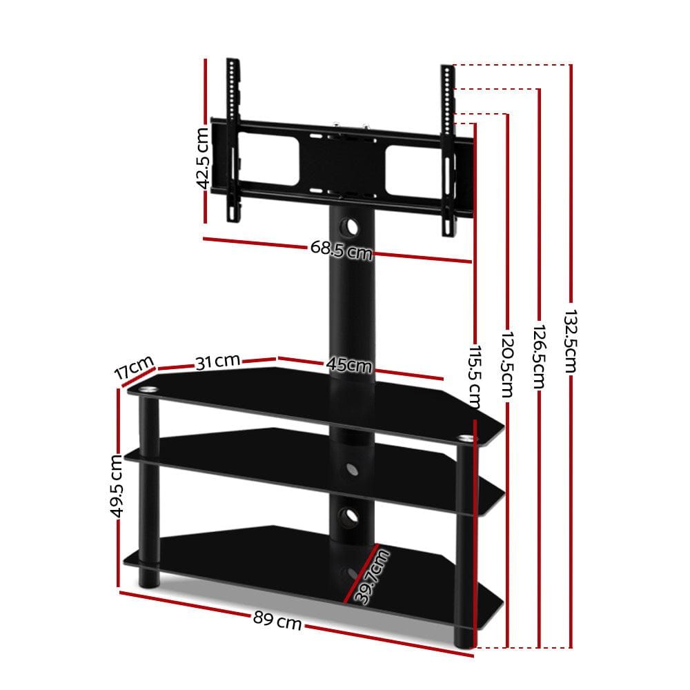 3-Tier Floor TV Stand with Adjustable Bracket & Shelf Mount - Perfect for Living Room, Bedroom, and Home Theater Setup