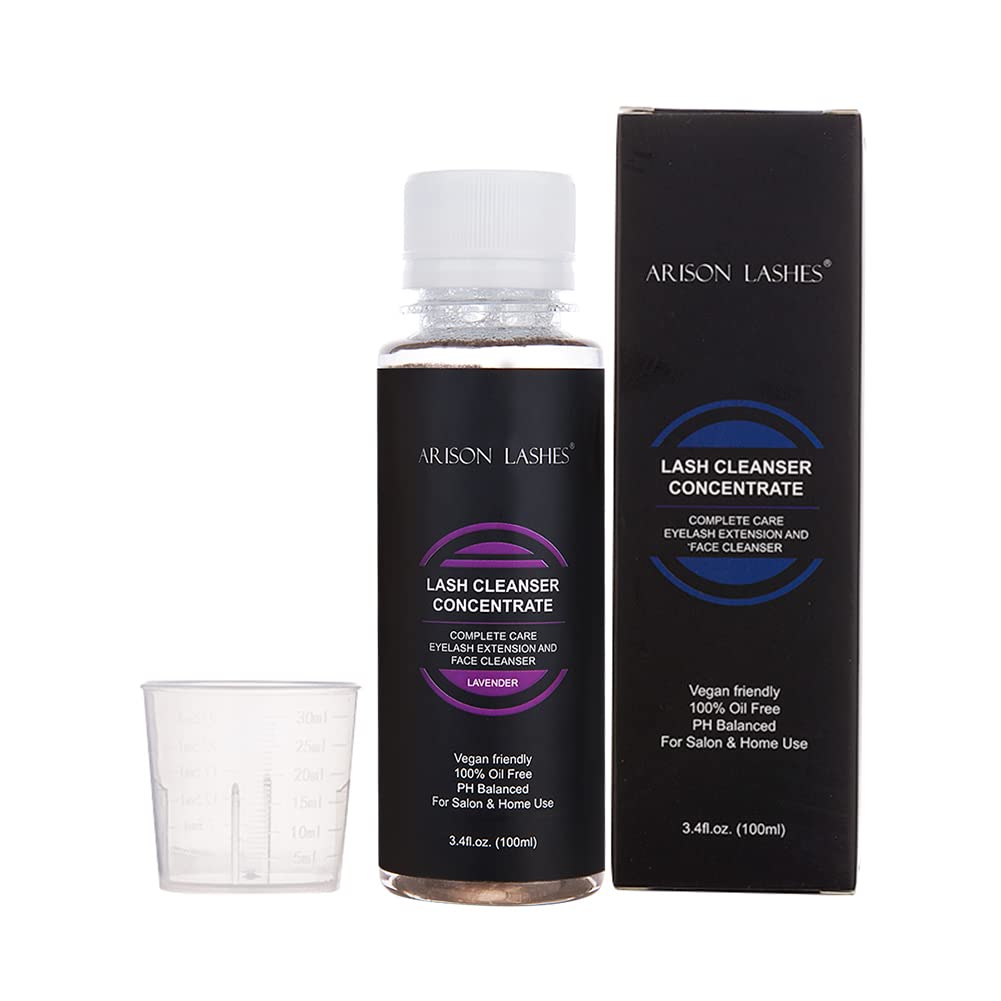 100ml Eyelash Cleanser Concentrate for Lash Extensions - Natural Foaming Shampoo, DIY Non-Irritating Wash for Salon & Home Care (Makes 20 Bottles of 60ml Lash Shampoo) - Lavender Scented | Gentle Cleaning Solution for Eyelash Extensions Maintenance & Daily Care