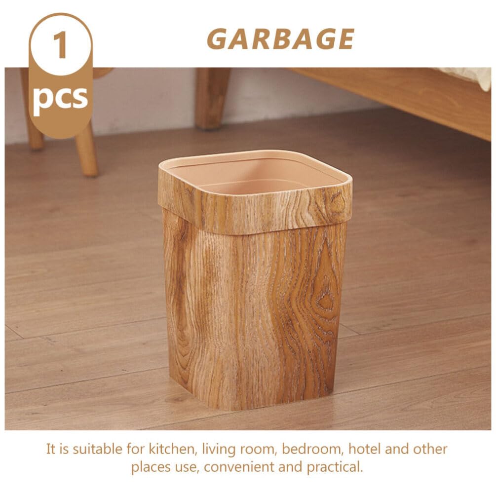 Eco-Friendly Wood Grain Trash Bin - Small Wastebasket for Office, Bathroom & Bedroom | Cabilock Garbage Can with Toilet Paper Holder | Durable Dustbin for Home & Office Use