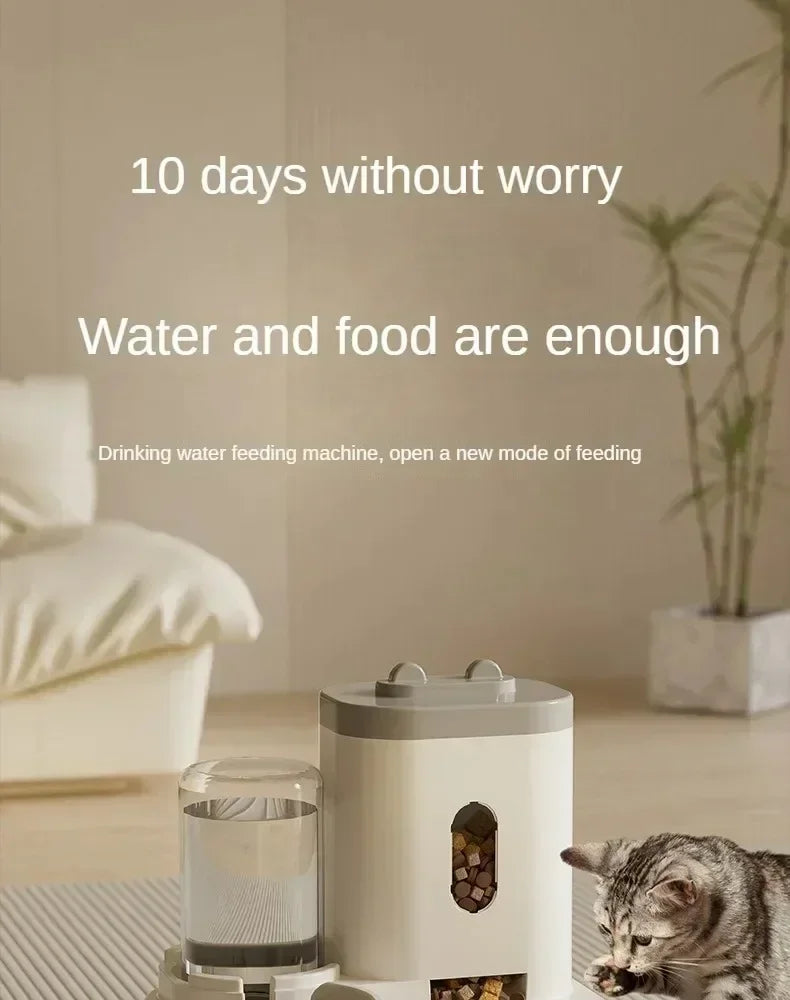 Automatic Pet Feeder Bowl with Water Dispenser - Smart Dog & Cat Food and Water Bowl for Convenient Feeding at Home or Travel