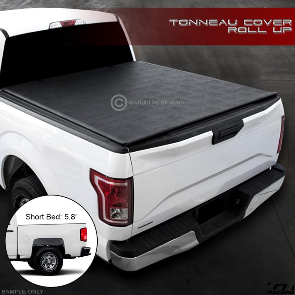 Low Profile Roll Up Soft Vinyl Truck Bed Tonneau Cover for 2014-2018 Chevy Silverado/GMC Sierra 1500 5.8 Ft (68