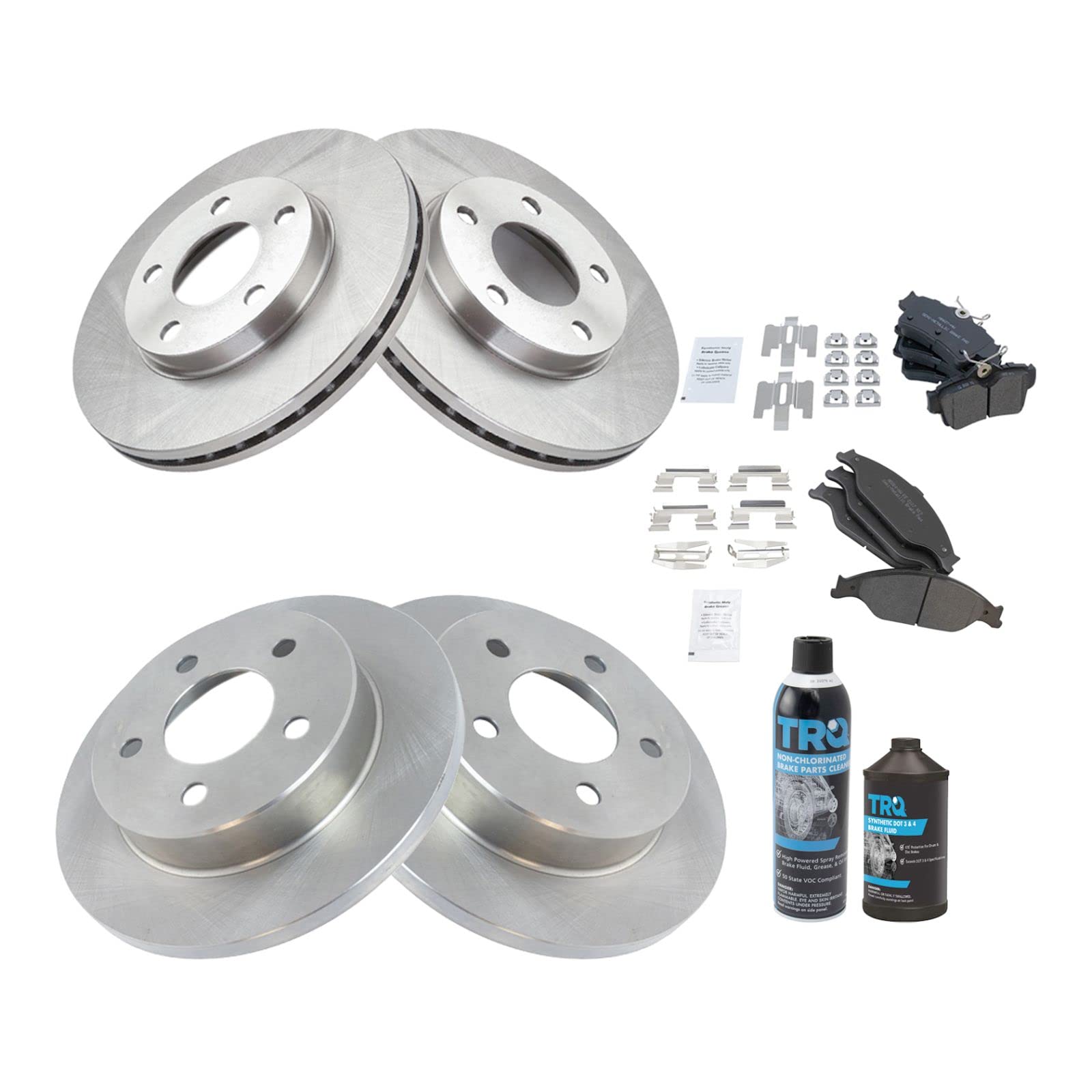 High-Performance Front & Rear Brake Pad & Rotor Kit - Semi-Metallic Brake Pads with Chemical Kit - Compatible with 1999-2004 Ford Mustang - Perfect for Street Racing & Daily Commuting