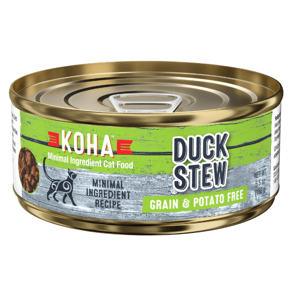 KOHA Duck Stew Grain-Free Wet Cat Food - 5.5oz Can - High Protein, Limited Ingredient Recipe - Perfect for Adult Cats & Kittens with Sensitive Stomachs - Great for Mealtime, Travel & Emergency Pet Food Supply