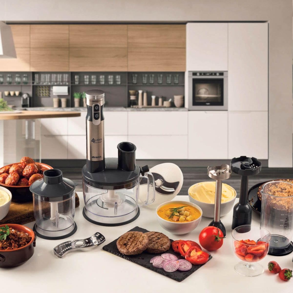 Ariete 898/1 7-in-1 Multifunctional Stand Mixer - 10 Speeds + Turbo, 2L Capacity, 1000W, 127V - Perfect for Baking, Cooking & Blending Smoothies