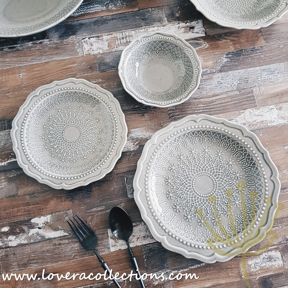 French Lace Dinnerware Set - Elegant Porcelain Plates & Bowls for Formal Dining, Wedding Reception & Holiday Table Setting (50% Off Limited Time Sale)