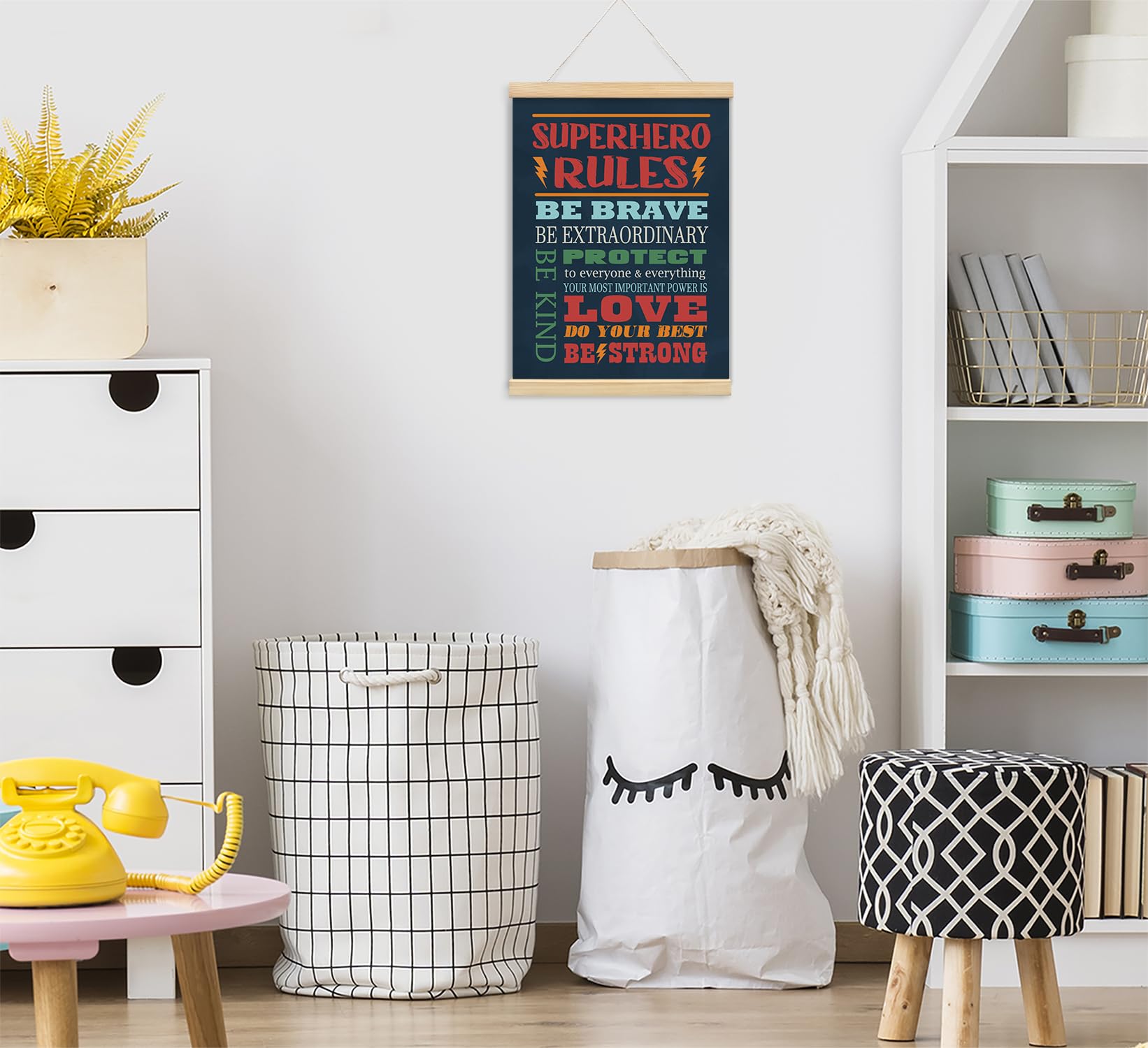 Foedor Inspirational Superhero Rules Wall Art Poster - 12x16 Inch Motivational Quote Decor for Kids Room, Nursery, Boy Bedroom & Playroom - Perfect Superhero Themed Room Decor for Children's Bedrooms & Play Areas