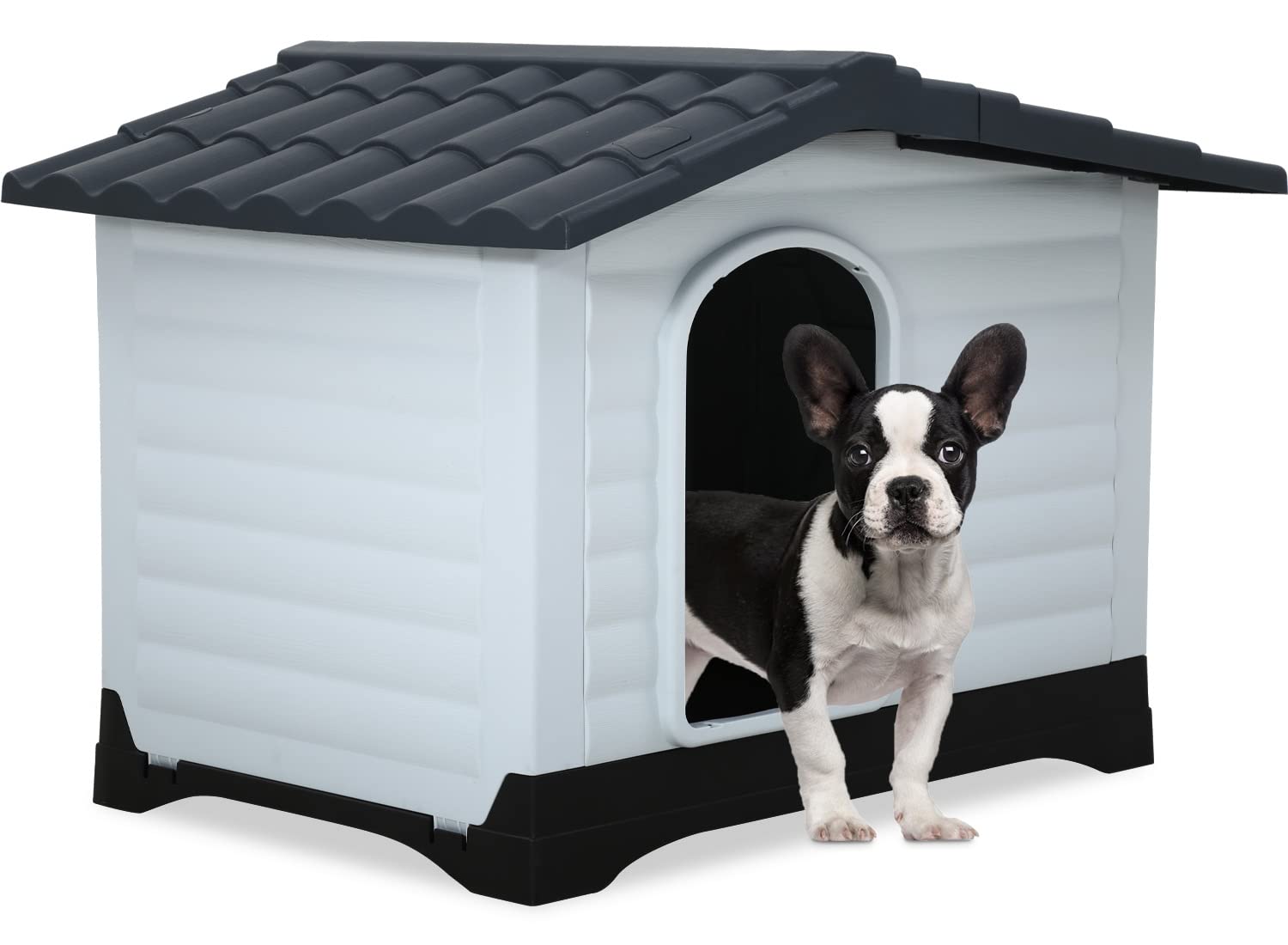 All-Weather Indoor/Outdoor Plastic Dog House for Small, Medium & Large Dogs - 26 Inch Height with Base Support, Air Vents & Elevated Water-Resistant Floor | Perfect for Backyard, Patio, Garage & Camping Use