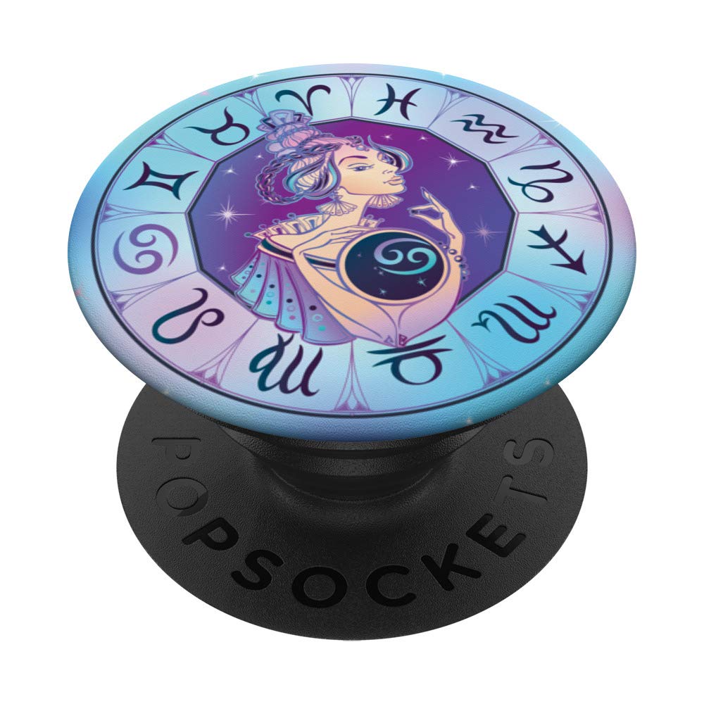 Zodiac Circle Cancer Girl Teal Purple Galaxy Women's Gift - Perfect for Birthday, Anniversary & Astrology Lovers - Unique Celestial Jewelry for Women