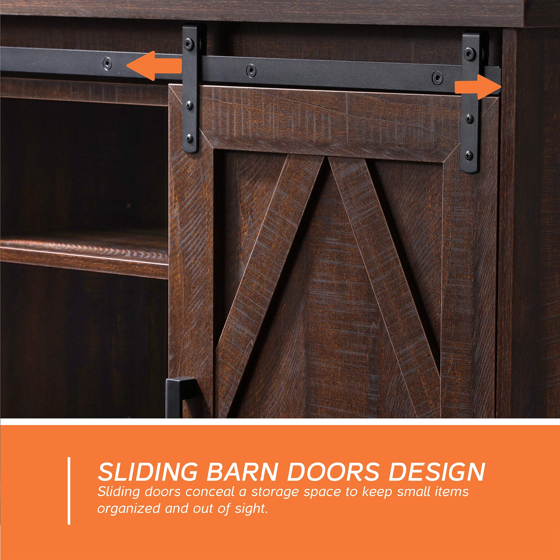 Rustic Farmhouse Wood Accent Chest Cabinet with Sliding Barn Door - 35