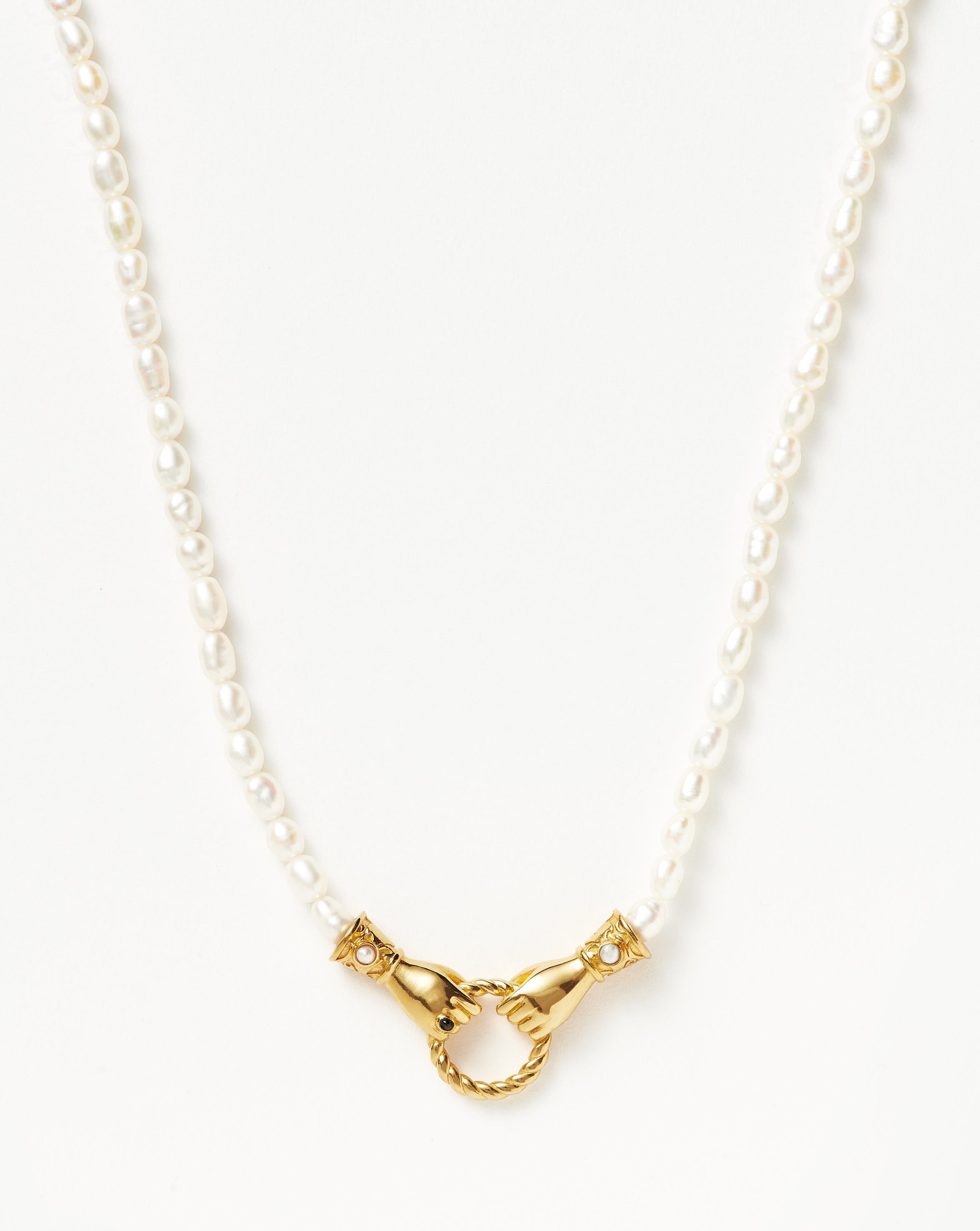 Harris Reed Medium In Good Hands Pearl Pendant Necklace - Elegant Pearl Jewelry for Women, Dainty Layering Necklace, Gift for Her - Perfect for Weddings, Date Nights & Special Occasions