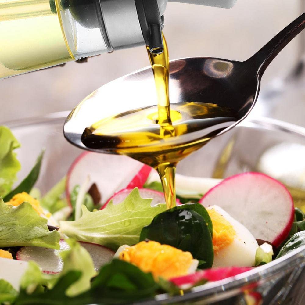 Premium Glass Olive Oil Bottle with Silicone Brush - 2-in-1 Oil Dispenser for Cooking, Frying, Baking & BBQ - Perfect for Kitchen, Air Fryer & Pancake Making (Grey)