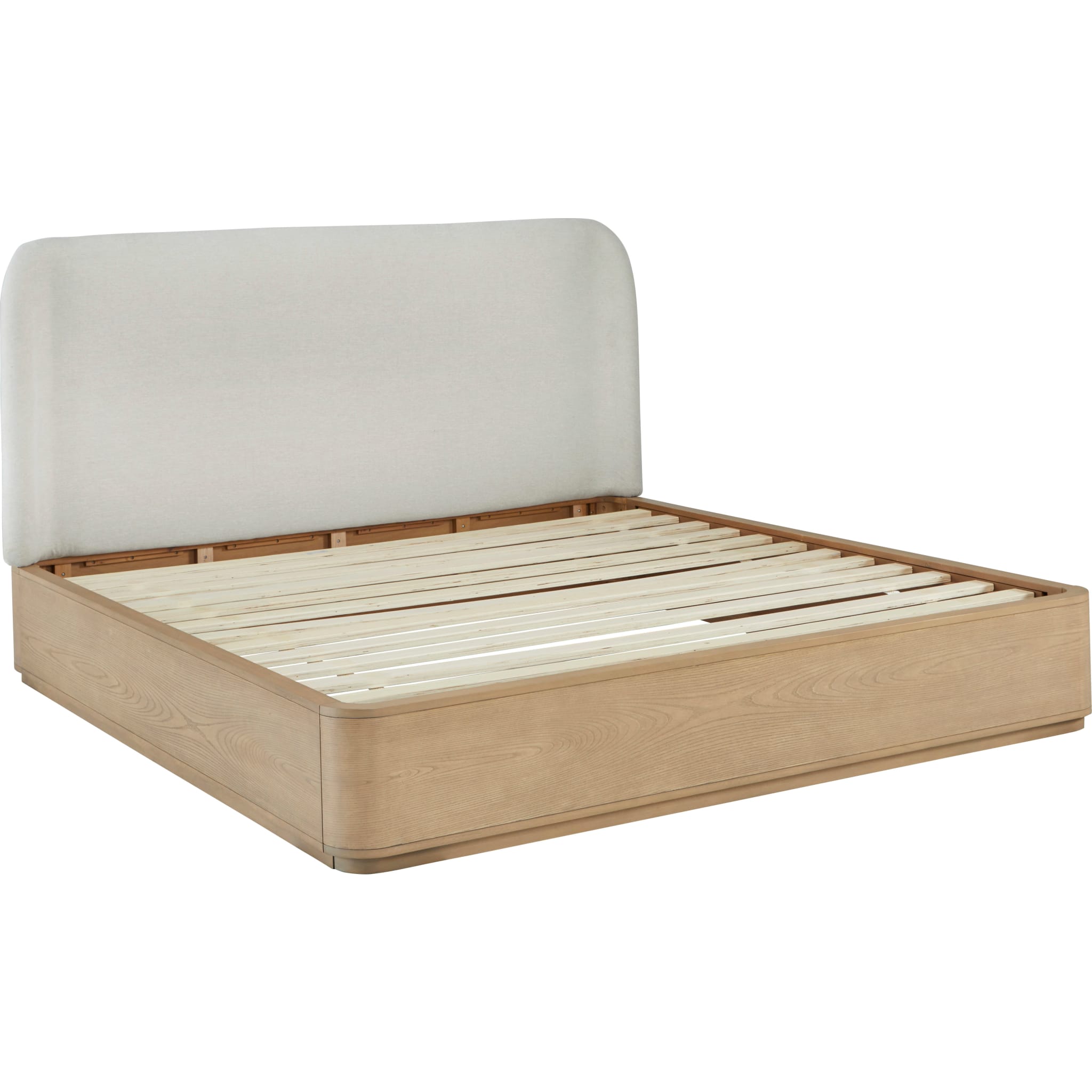 Penny Upholstered Platform Bed Frame - Buff Cream Ash & Oatmeal Linen Fabric - Modern Bedroom Furniture for Master Bedroom or Guest Room