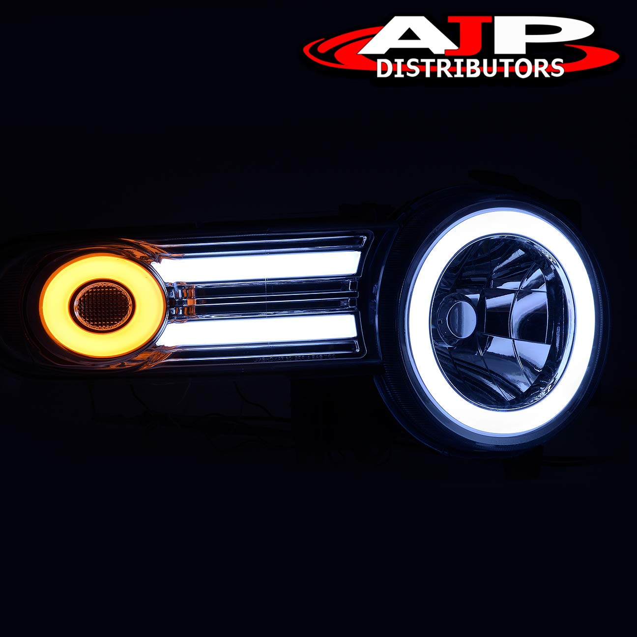 LED Halo DRL Headlights for Toyota FJ Cruiser 2007-2014 - Chrome Housing, Clear Lens - Off-Road & Night Driving
