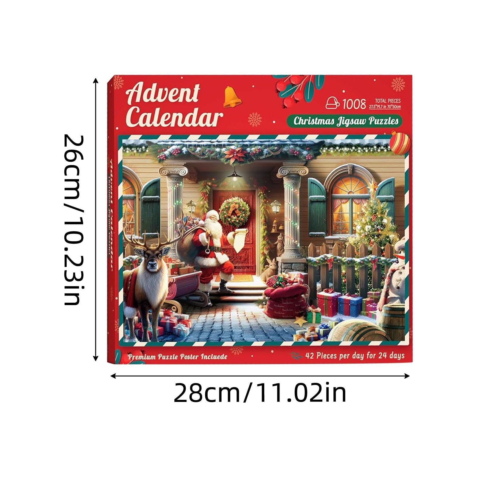 2024 Christmas Advent Calendar Puzzle - 24 Boxes 1008 Piece Holiday Countdown Puzzle for Adults & Kids - Festive Advent Calendar Puzzle for Christmas Decor & Family Fun