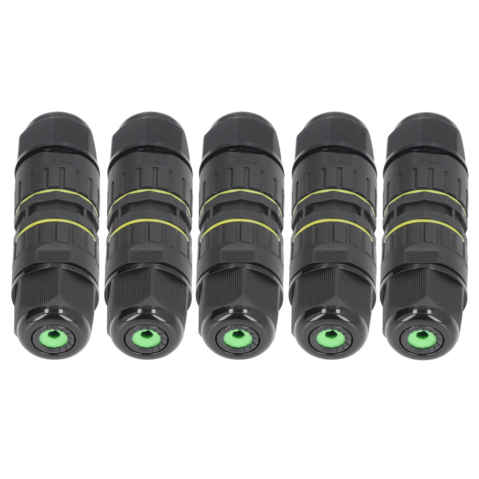 Haofy 5Pcs Waterproof IP68 Outdoor Electrical Junction Box - M25 3 Core Wire Connector for LED Lights, Garden & Landscape Lighting (9-12mm) - Ideal for Patio, Yard & Exterior Wiring Projects