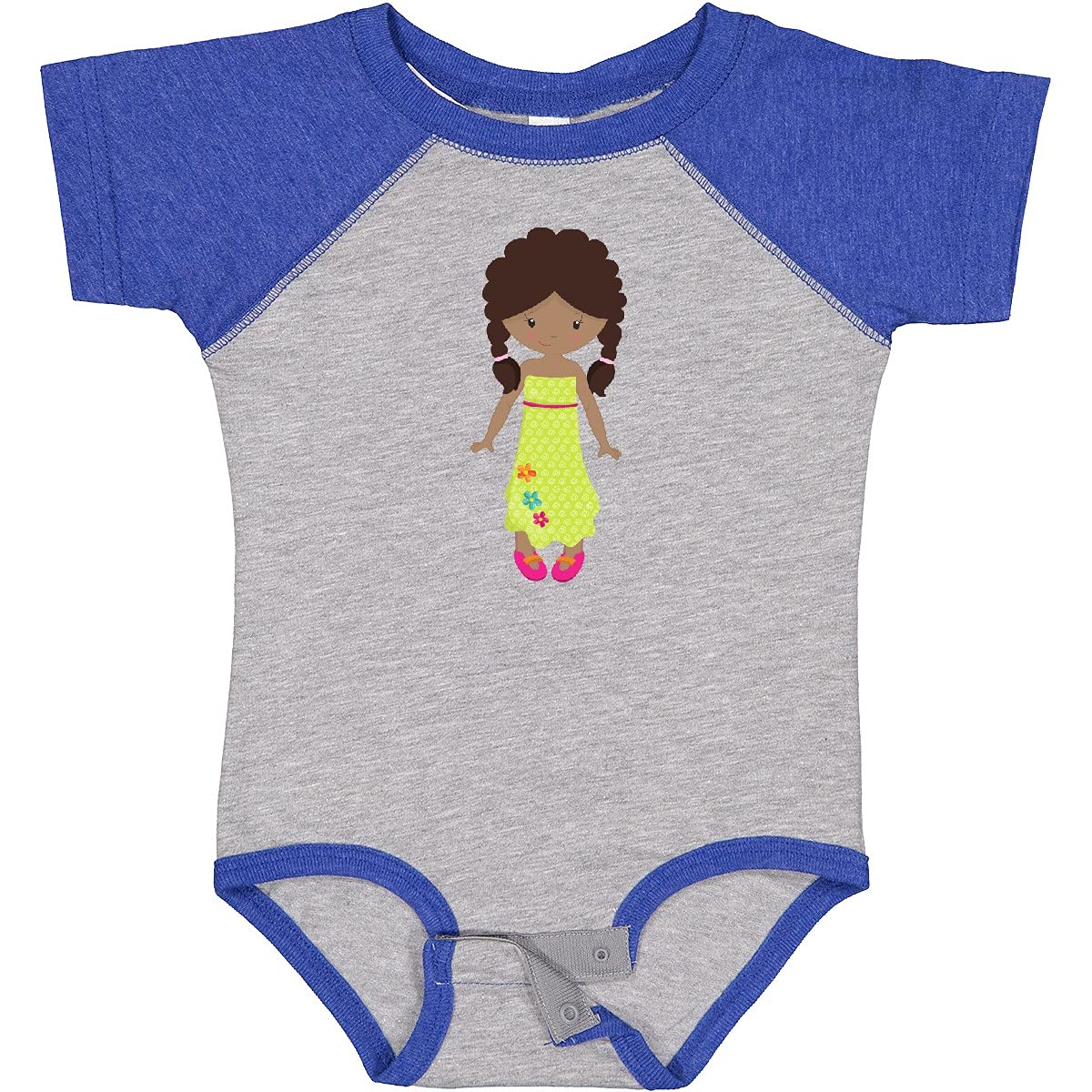 Inktastic African American Girl Fashion Baby Bodysuit - Green Dress Cute Outfit for Infants & Toddlers - Perfect for Family Photos, Playdates & Special Occasions