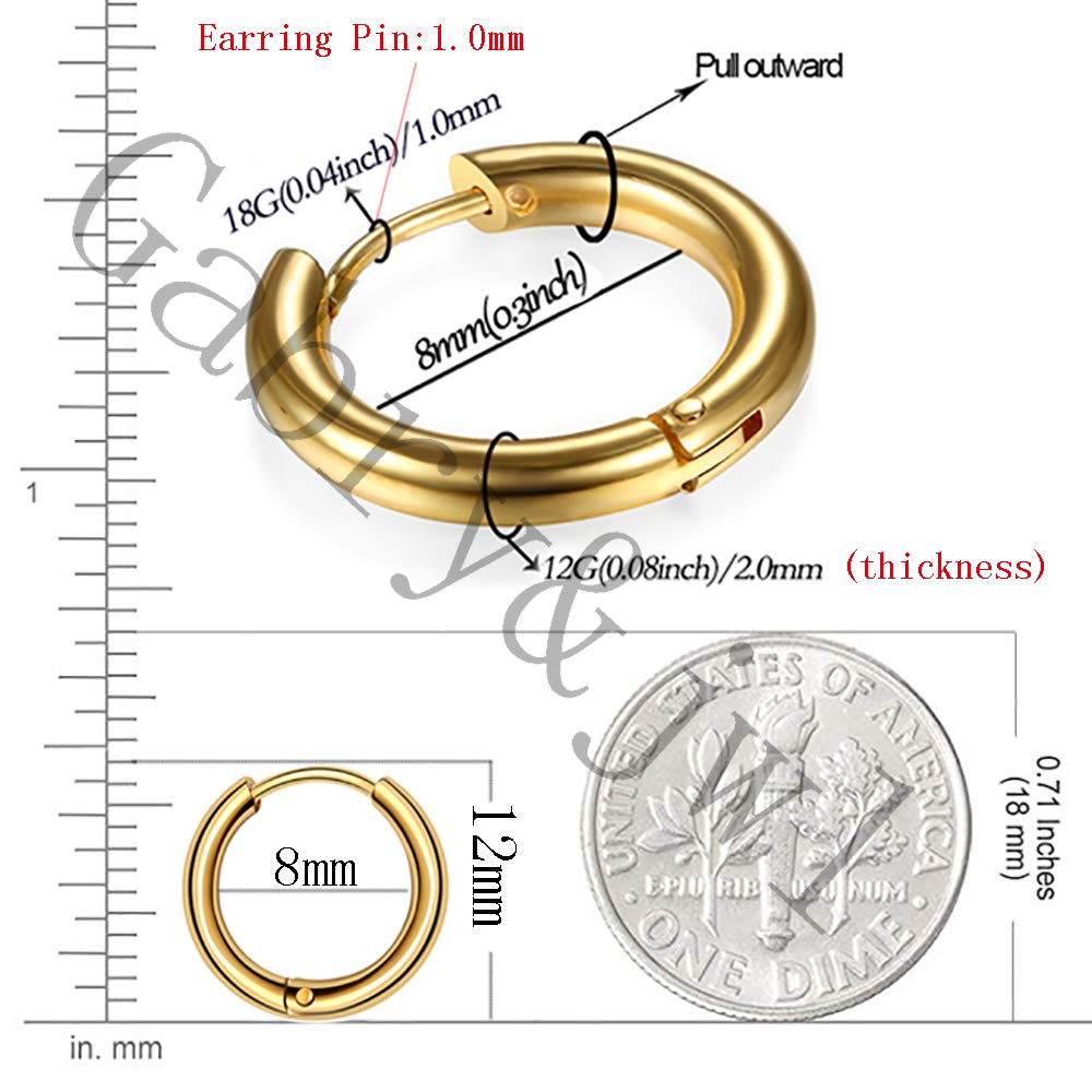 Hypoallergenic 316L Surgical Stainless Steel Huggie Hoop Earrings - 6mm/8mm/10mm/11mm/12mm/14mm Small Cartilage Hoops for Helix, Lobe & Tragus Piercing - Sleek Hinged Sleepers for Men & Women - Perfect for Everyday Wear, Gifts & Minimalist Jewelry Style