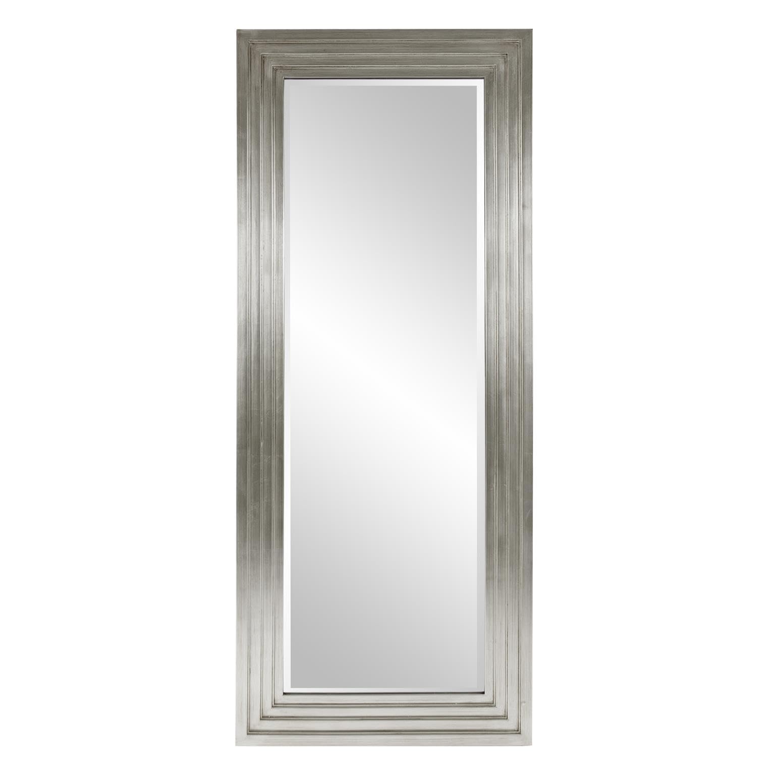 Howard Elliott Nickel Tall Delano Mirror - 34 x 82 Inch Large Full Length Standing Mirror with Stepped Design for Bedroom, Living Room, or Entryway Decor