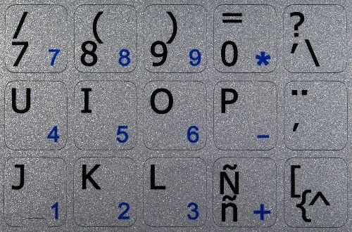 Spanish Keyboard Stickers - Non-Transparent Black/White/Silver Background Labels for Laptop & Notebook (Perfect for Typing Practice & Language Learning)