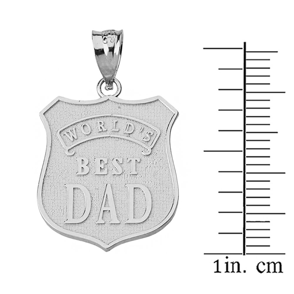 10k White Gold World's Best Dad Pendant Necklace for Men - Matte Finish Fine Jewelry Gift for Father's Day, Birthday & Special Occasions