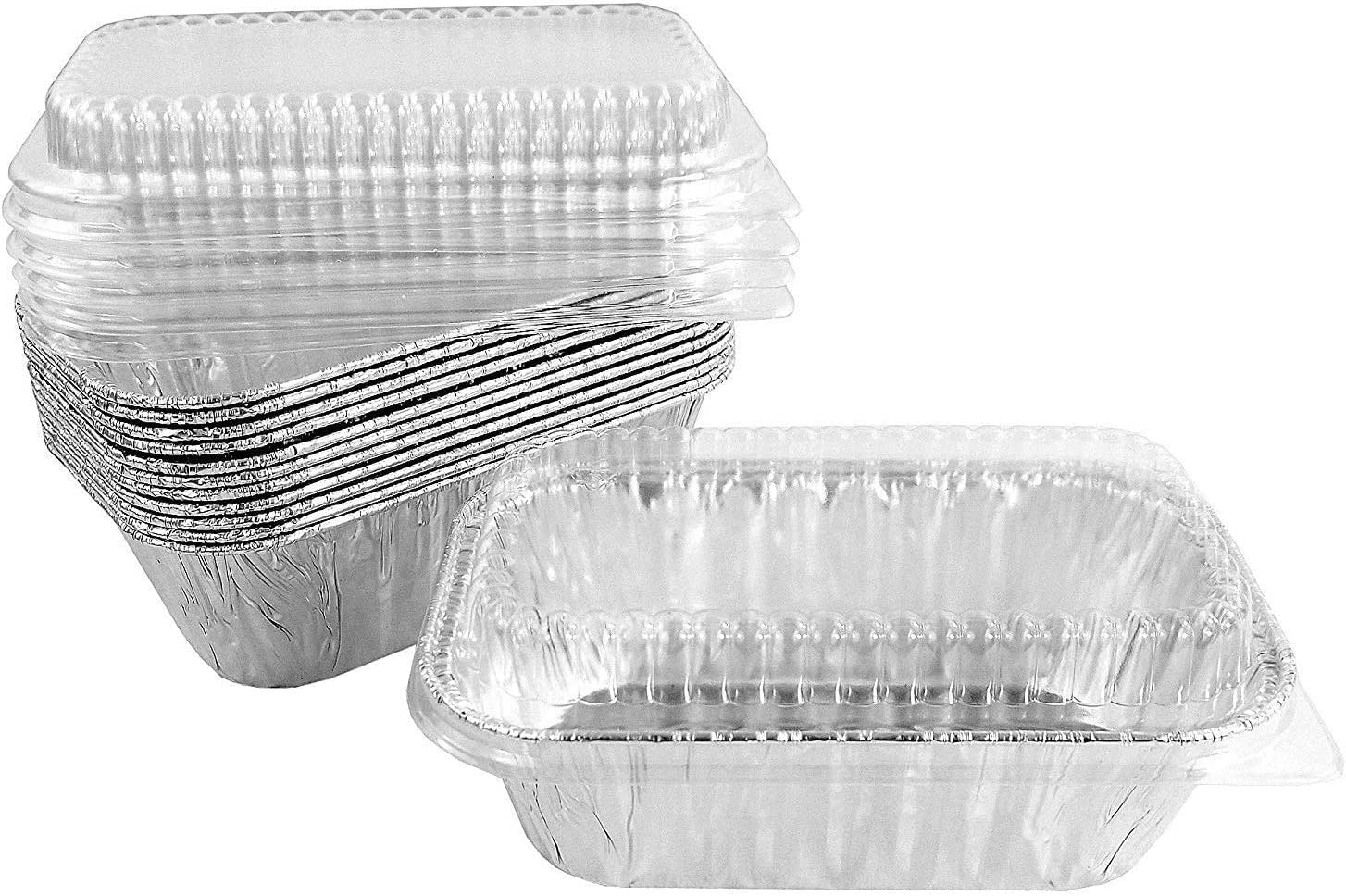 Handi-Foil 12-Pack 1 lb Aluminum Foil Mini Loaf Pans with Clear Dome Lids - Perfect for Baking Bread, Cakes & Desserts - Great for Home, Bakery & Meal Prep