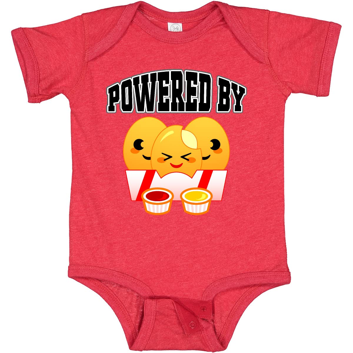 Inktastic Powered by Chicken Nuggets Baby Bodysuit - Cute & Comfortable Infant Onesie for Boys & Girls | Perfect for Playtime, Daycare & Family Photos