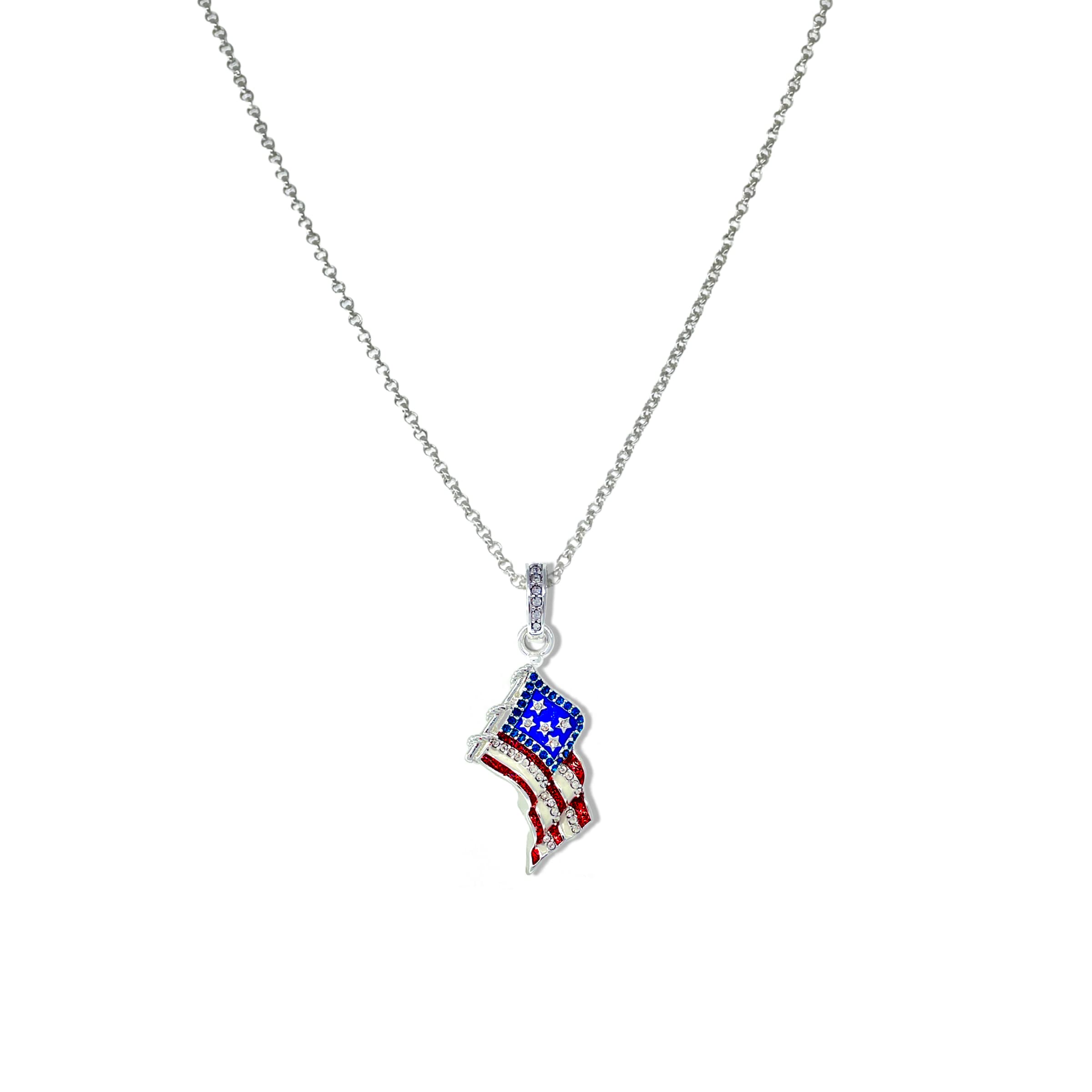 Luxury Patriotic Flag Pendant Necklace - Elegant 4th of July American Flag Charm | Perfect for Independence Day Celebrations, Memorial Day & Patriotic Events
