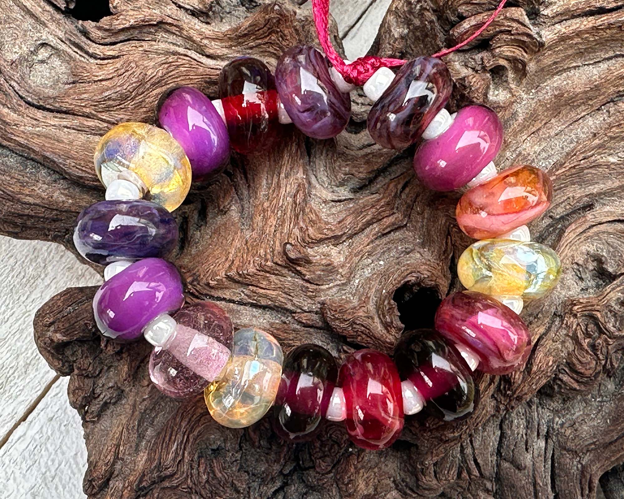 16pcs Berry Bliss Purple Lampwork Glass Beads for Jewelry Making - DIY Bracelets, Necklaces, Earrings - Handmade Art Glass Beads for Crafting, Gift Wrapping, Home Decoration