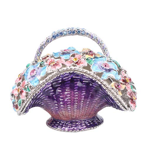 Vintage Pewter Jewelry Box with Floral Design & Crystal Accents - Handcrafted Keepsake Gift for Women (Purple) | Perfect for Jewelry Storage, Home Decor, and Special Occasion Gifts