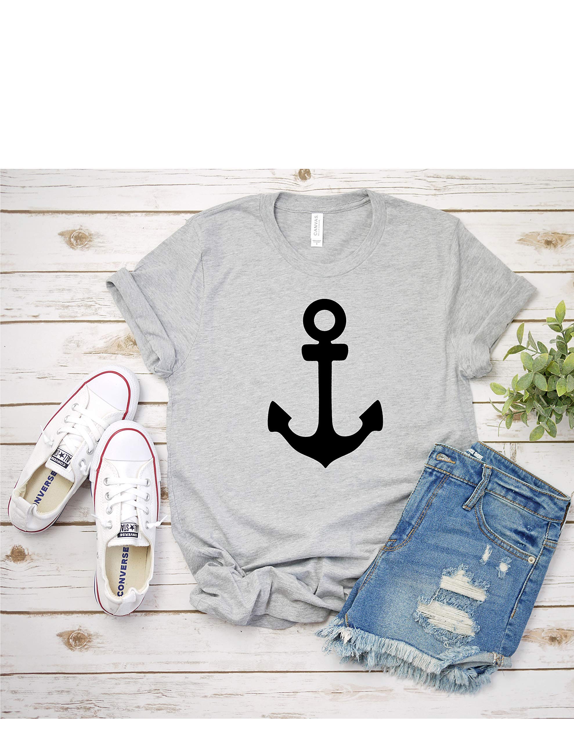 Anchor Graphic T-Shirt for Women - Casual Short Sleeve Top with Sailing & Ocean Design | Perfect for Beach Outings, Summer Vacations and Nautical Themed Events