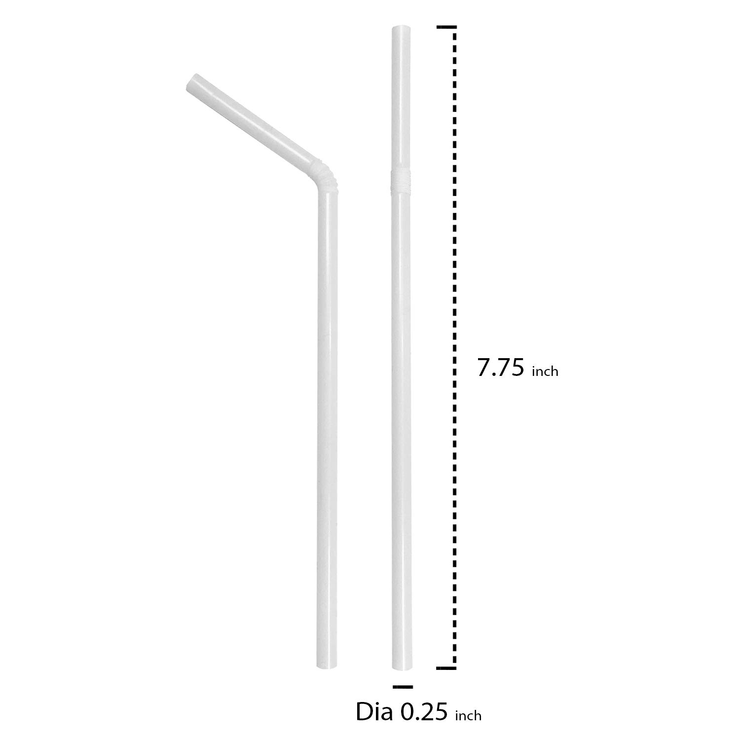 Individually Wrapped 7.75-Inch Disposable White Plastic Drinking Straws - 25 Packs of 380 (9,500 Straws) - Perfect for Parties, Restaurants, Cafes, and Events