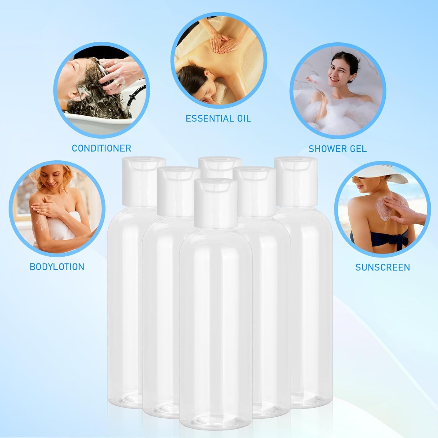 12-Pack 100ml Clear Refillable Travel Bottles with Flip Top Cap - Leak Proof Squeeze Containers for Toiletries, Shampoo, Cosmetics | Perfect for Air Travel, Gym, Camping & Daily Use
