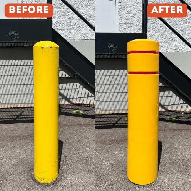 BollardGard 4x64 Inch Yellow Bollard Cover - No Tape Included | High Visibility Safety Protection for Parking Lots, Warehouses & Driveways