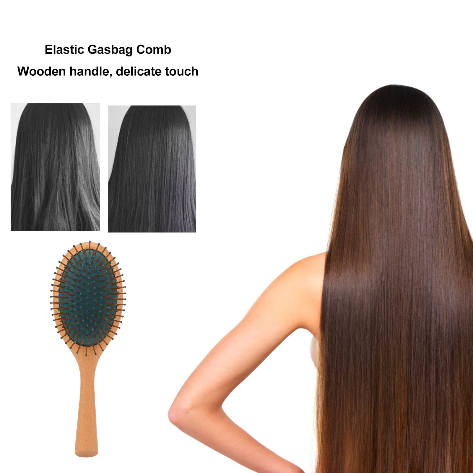 **Wooden Handle Air Cushion Hair Brush – Detangling & Massage Comb for Smooth & Healthy Hair – Perfect for Daily Styling, Salon Use & Scalp Care**