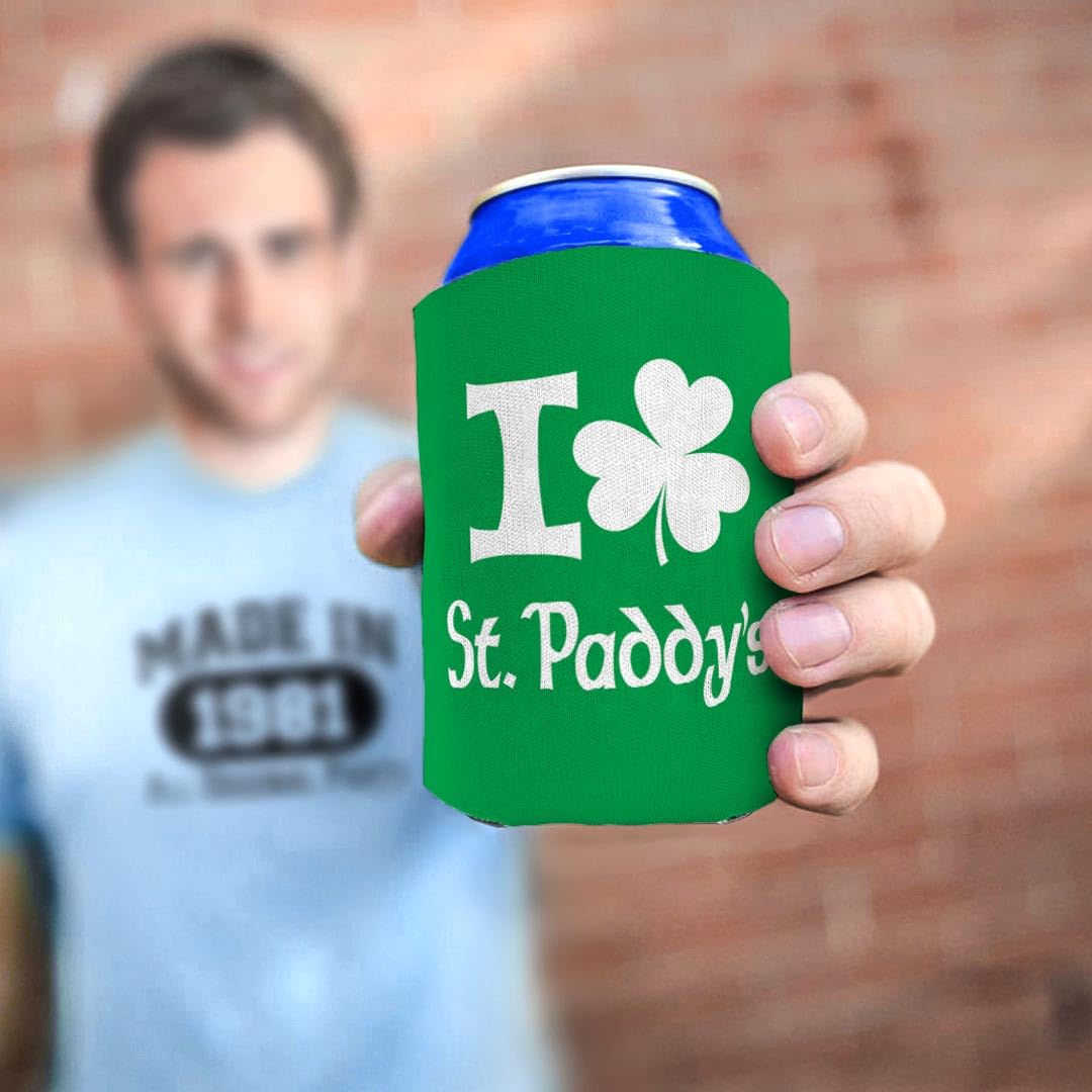 St. Patrick's Day Party Supplies - 48-Pack Shamrock Drink Can Coolers for St. Paddy's Day Celebrations | Perfect for Beer, Soda & Beverage Covers at Irish Themed Parties, Parades & Pub Crawls
