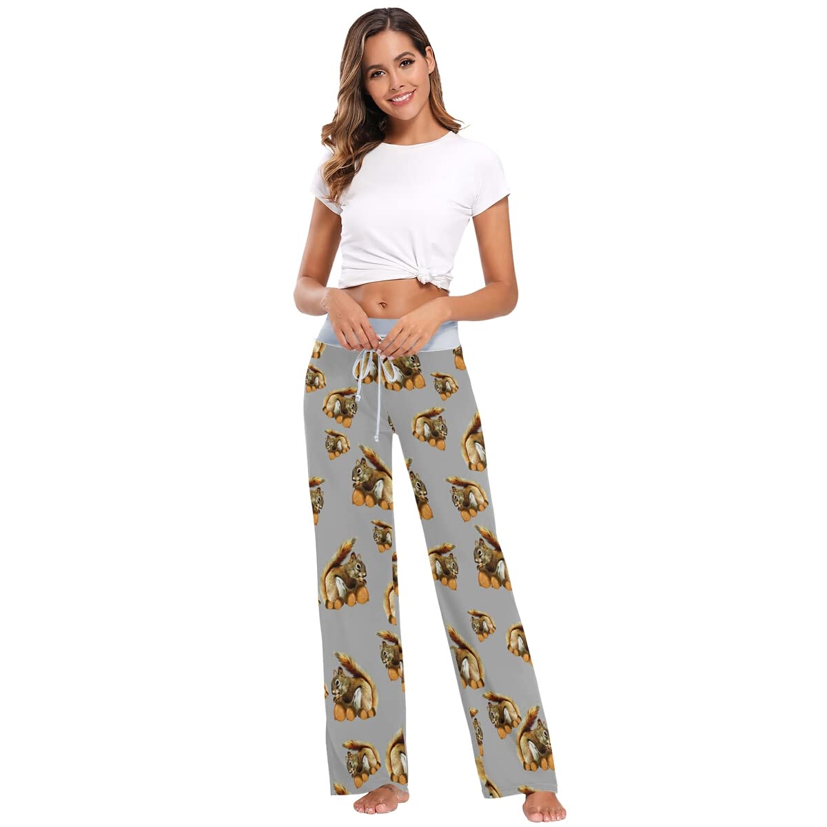 Women's Loose Casual Comfy Pajama Pants with Drawstring - Wide Leg Palazzo Lounge Pants for Sleep, Yoga & Home Relaxation