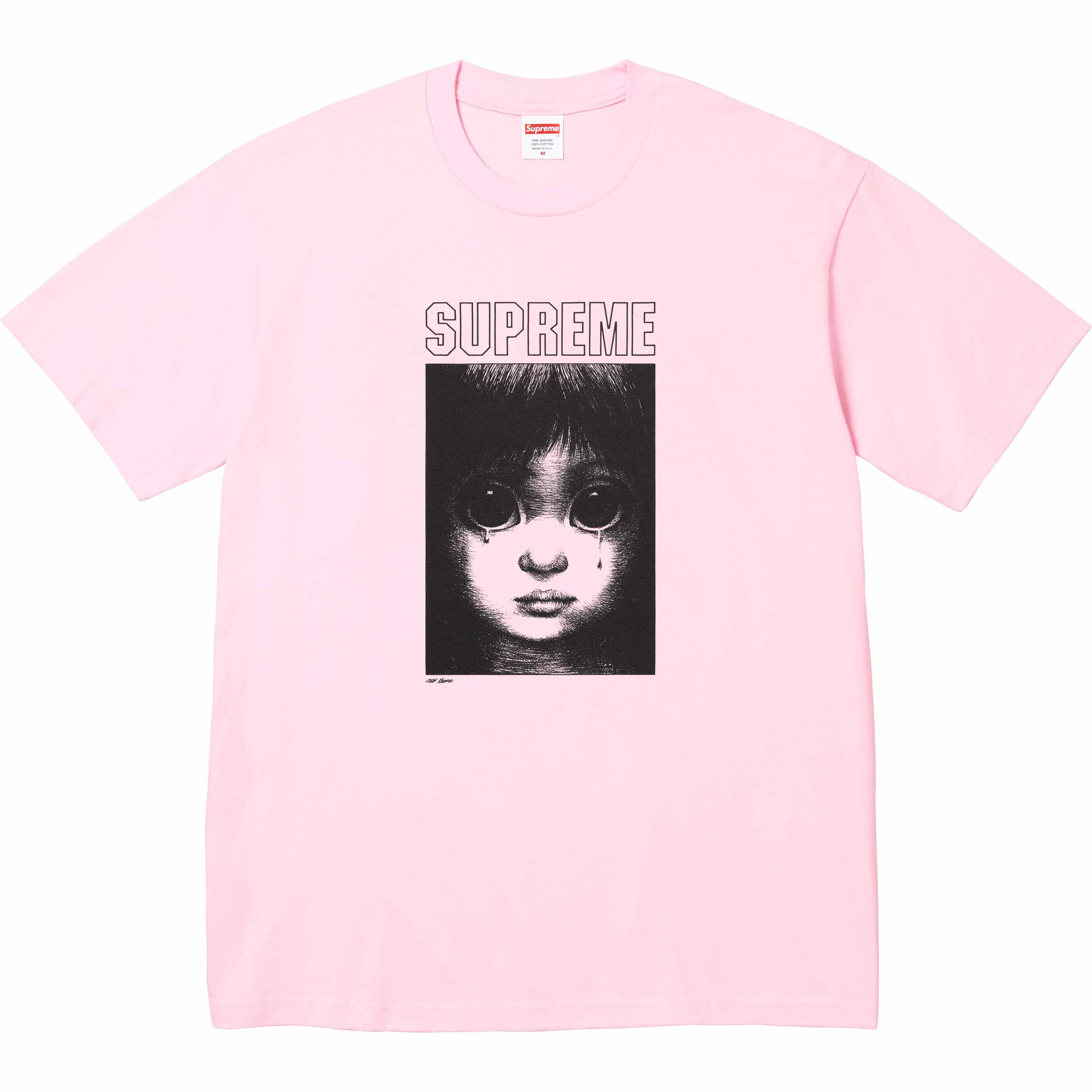Supreme Margaret Keane Teardrop T-Shirt - Pink Vintage Art Inspired Cotton Tee for Women | Casual Wear, Street Style & Art Lover Outfits