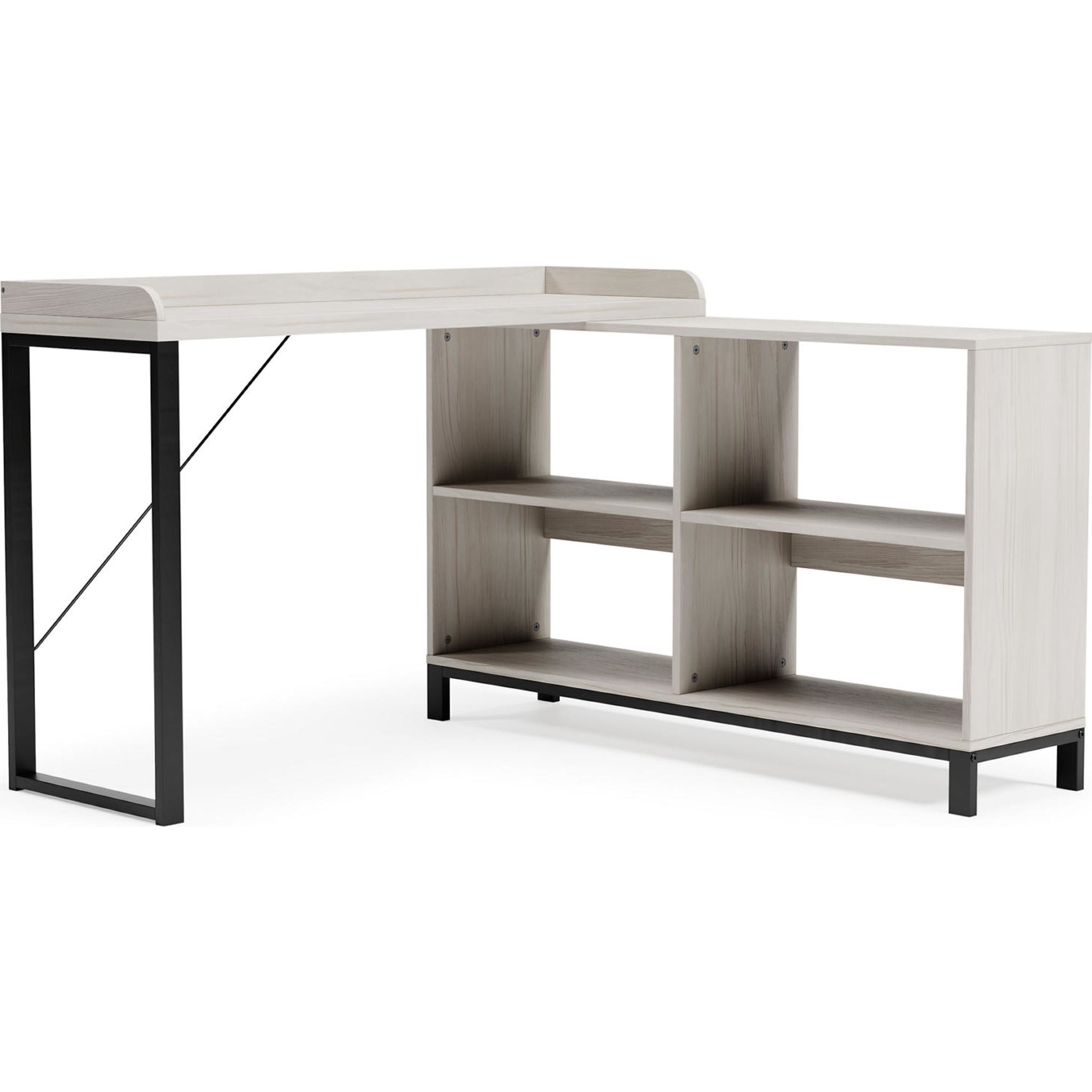 Bayflynn L-Shaped Computer Desk - White & Black Home Office Desk for Small Spaces, Gaming & Workstation Setup