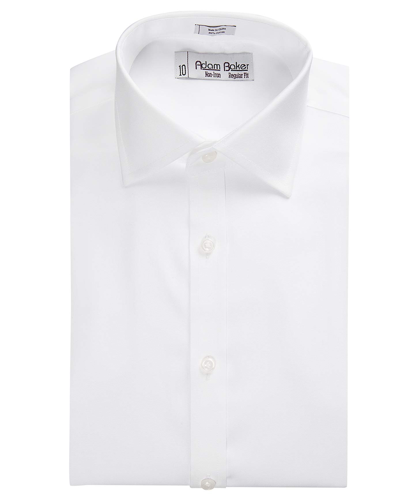 Adam Baker Boys Long Sleeve Non-Iron White Dress Shirt - Formal Wear for School, Church & Special Occasions