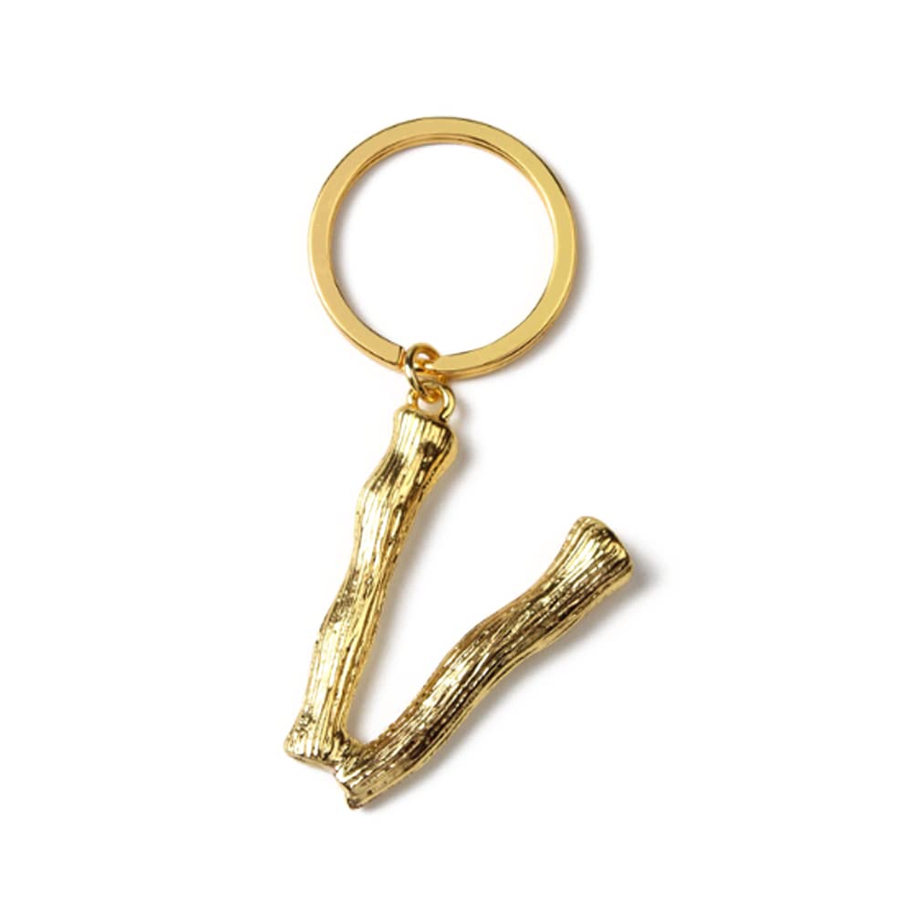 Stainless Steel Alphabet Keychain - Personalized Letter Key Ring for Men & Women - Gold Plated (V) - Perfect for Birthdays, Gifts & Everyday Use
