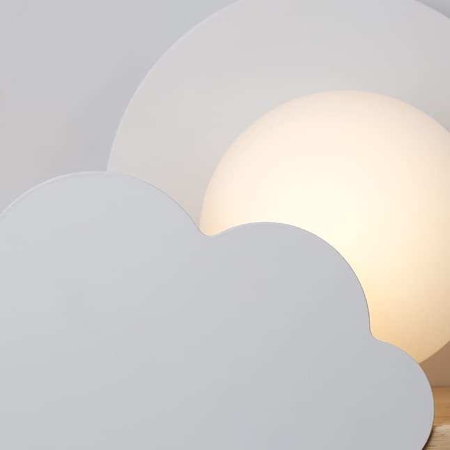 LITFAD Modern LED Wall Sconce Light - Cute Sun & Cloud Design with Pull Chain & Shelf, White Metal Wall Lamp for Girls Bedroom, Kids Room, Hotel Corridor & Stairway - Perfect for Night Light, Nursery Decor & Cozy Ambiance