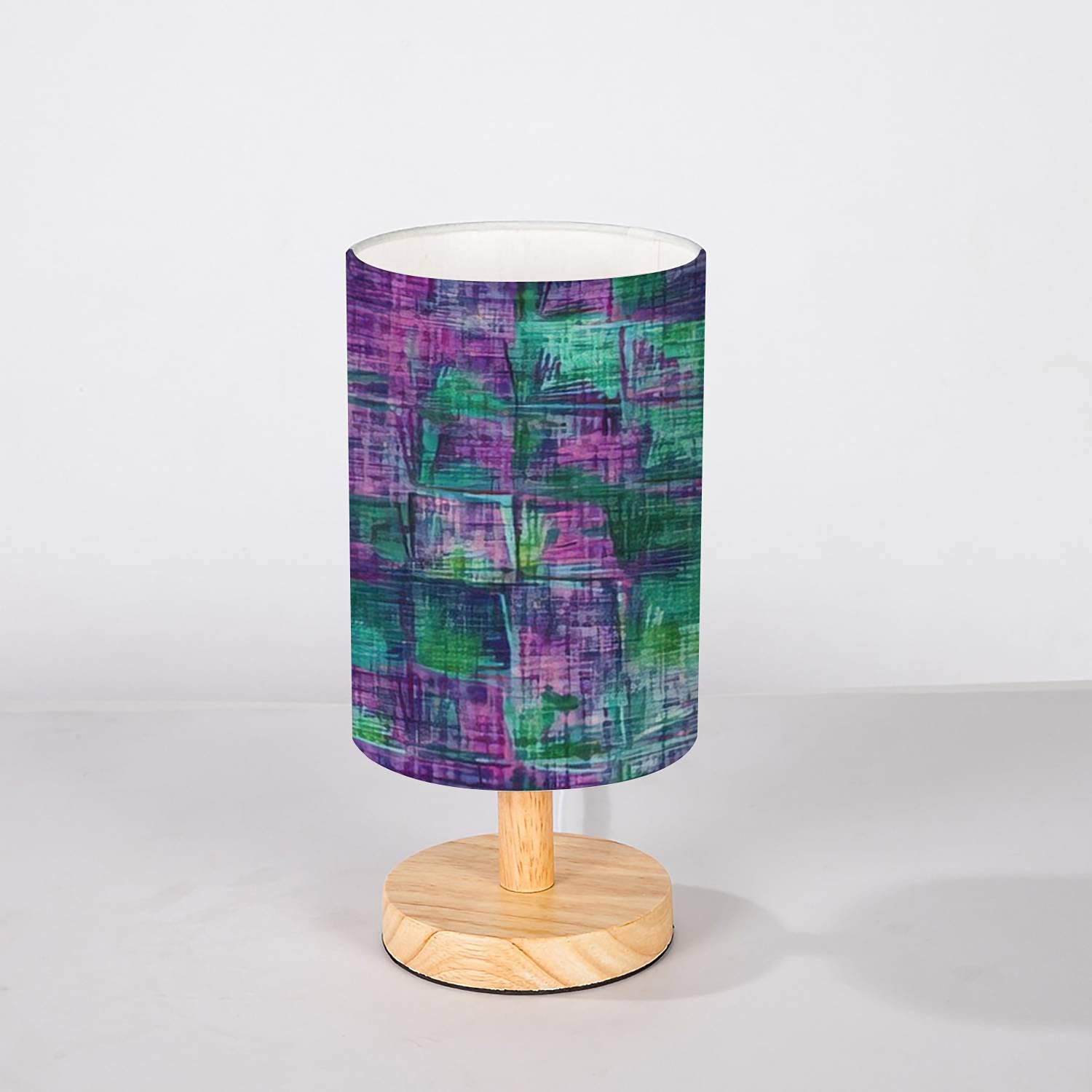 Minimalist Boho Nightstand Lamp - Dark Tropical Woven Linen Shade with Solid Wood Base, Mood Lighting for Bedroom & Living Room - Perfect for Reading, Relaxing & Creating Cozy Ambiance