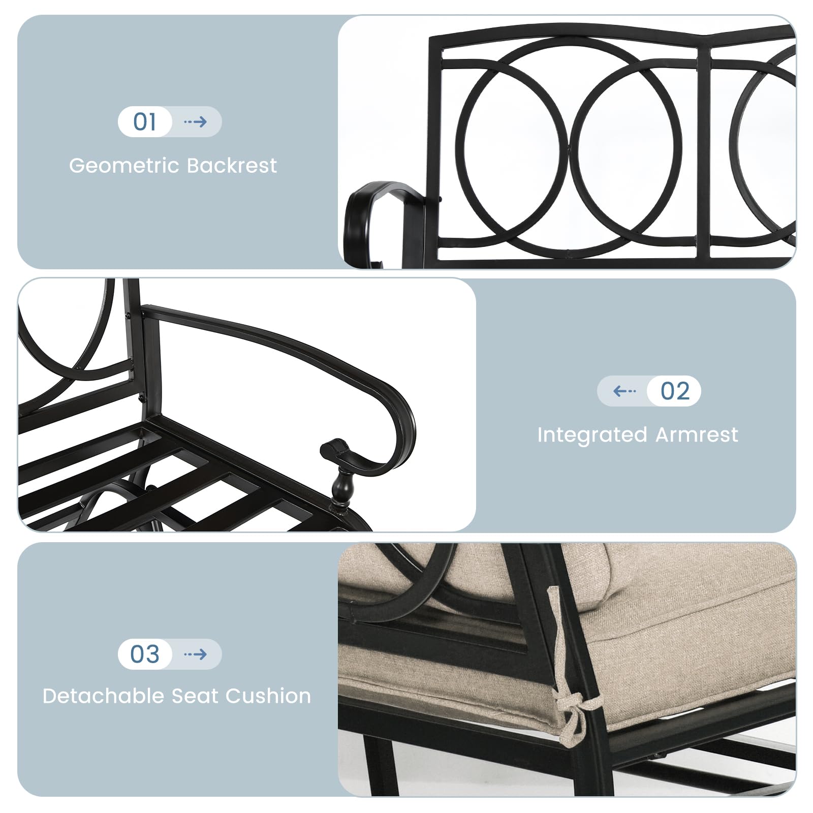 **Tangkula Outdoor Swing Glider Chair for 2 Persons - Patio Loveseat Bench with Steel Frame & Comfortable Cushions - Perfect for Garden, Porch, Balcony & Poolside Relaxation (Beige)**