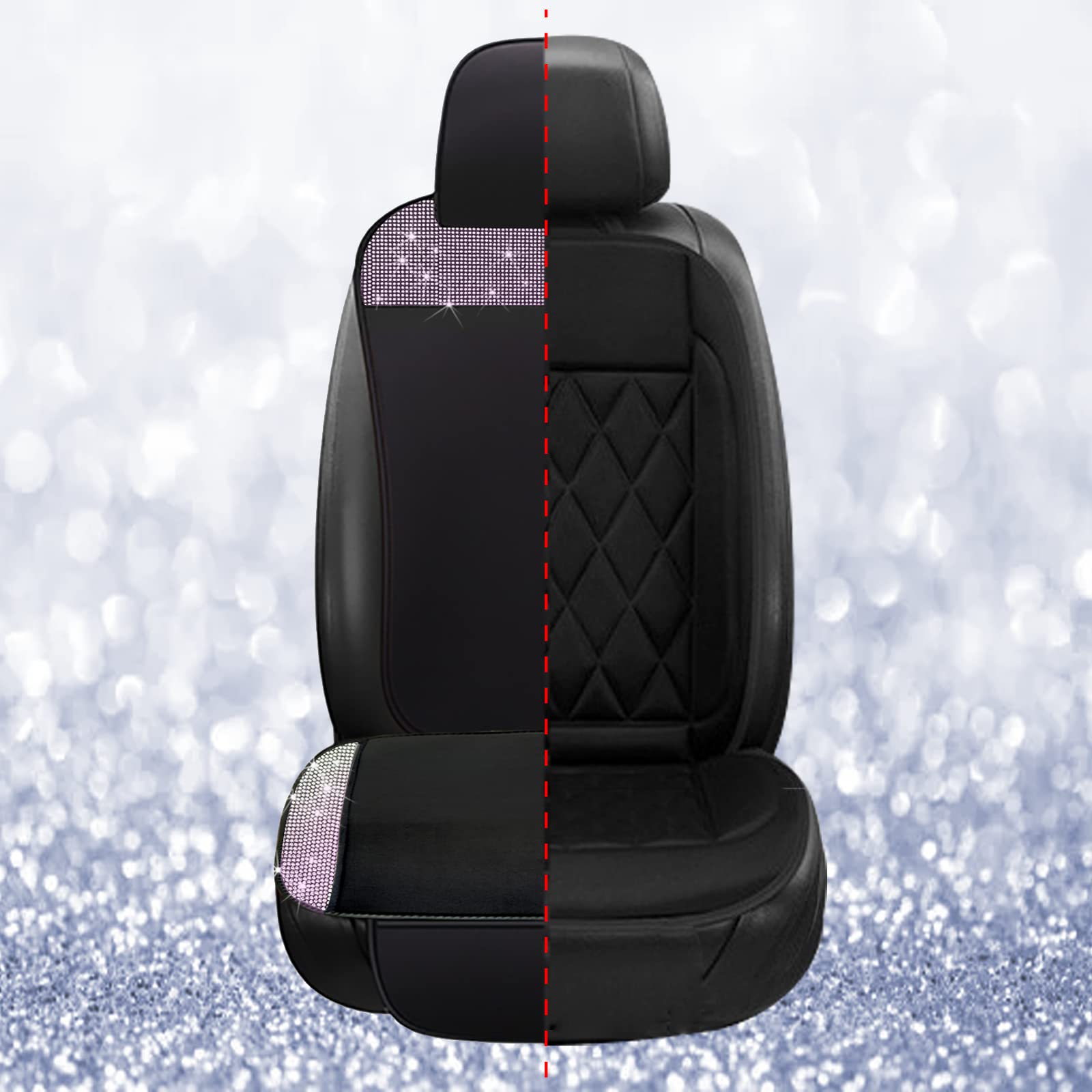 3 Pack Rhinestone Car Interior Accessories for Women - 2 Pair Sparkling Front Seat Covers with Armrest & Console Cover | Universal Fit for Sedans, SUVs & Trucks | Perfect for Car Decor & Gift Giving