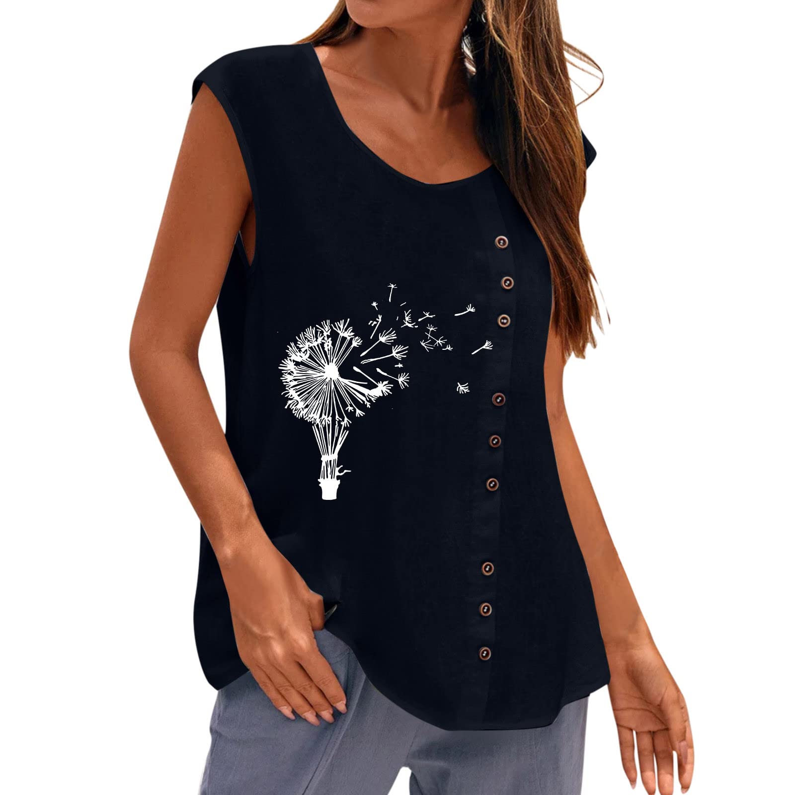 MLAGJSS Women's Summer V-Neck Button Down Tank Tops - Sleeveless Casual Office Blouses for Work & Dressy Occasions | Perfect for Business Casual, Summer Outfits & Office Wear