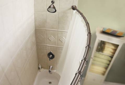 5' Curved Shower Rod in Old World Bronze - CSR2155OWB by Moen - Perfect for Bathroom Upgrades & Space-Saving Shower Solutions