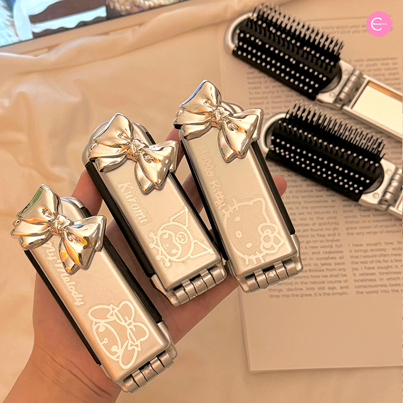 HEART PLANET Compact Foldable Cushion Brush with Mirror - Portable Makeup Brush for Travel, Touch Ups & On-The-Go Beauty - Perfect for Home, Office & Travel Makeup Kit