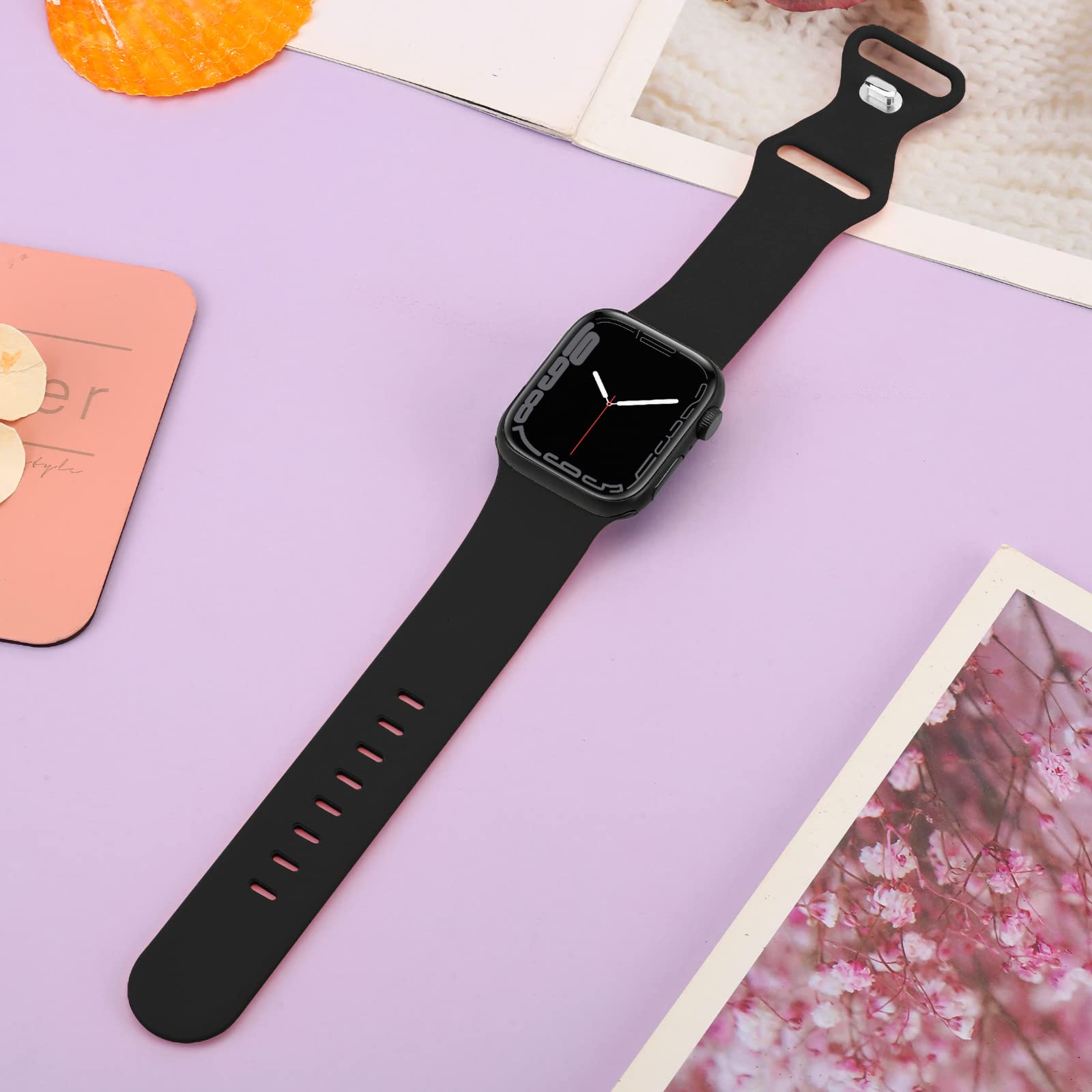 Soft Silicone Sport Replacement Bands for Apple Watch 38mm 40mm 41mm 42mm 44mm 45mm 49mm - Compatible with iWatch Ultra 2, SE, Series 9/8/7/6/5/4/3/2/1 - Durable Strap for Women & Men - Perfect for Gym, Running, Swimming & Everyday Wear