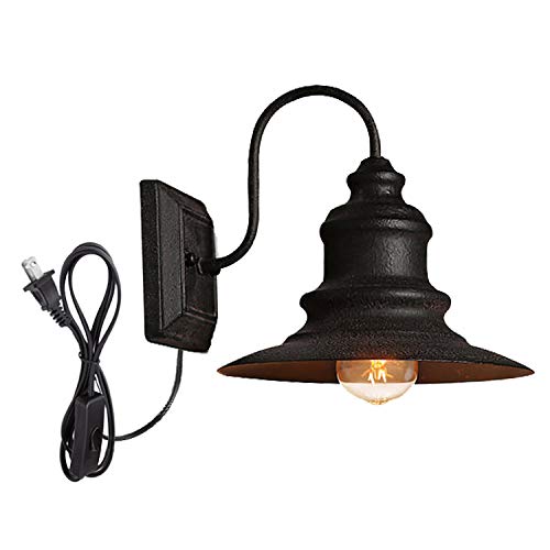 Steampunk Wall Sconce Lighting - Vintage Industrial Metal Wall Lamp with UL Certified Plug-in Cord, Handcrafted Edison Bulb Holder for Bedroom, Dining Room & Living Room Decor | Perfect for Gothic, Retro & Industrial Style Home Interiors (Bulbs Not Included) Model BD1197
