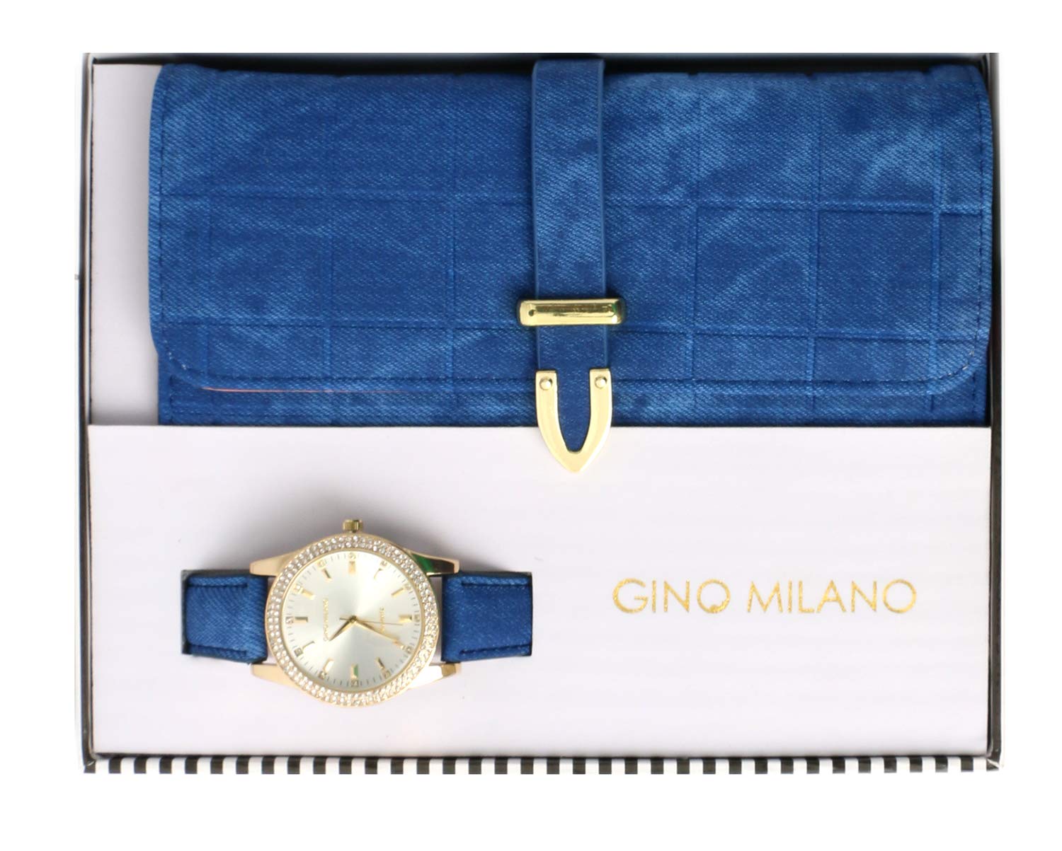 Luxury Women's Gold Leather Watch & Matching Tri-Fold Wallet Set - Perfect Gift for Her, Birthday, Anniversary & Special Occasions